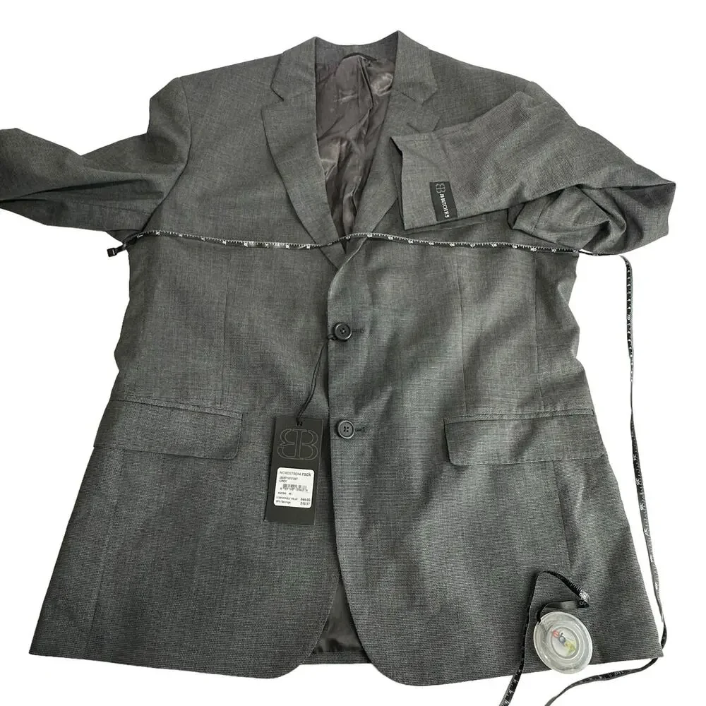 JB Britches Mens 42R Logan Gray Wool Sport Coat Jacket Blazer